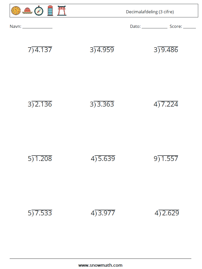 (12) Decimalafdeling (3 cifre)