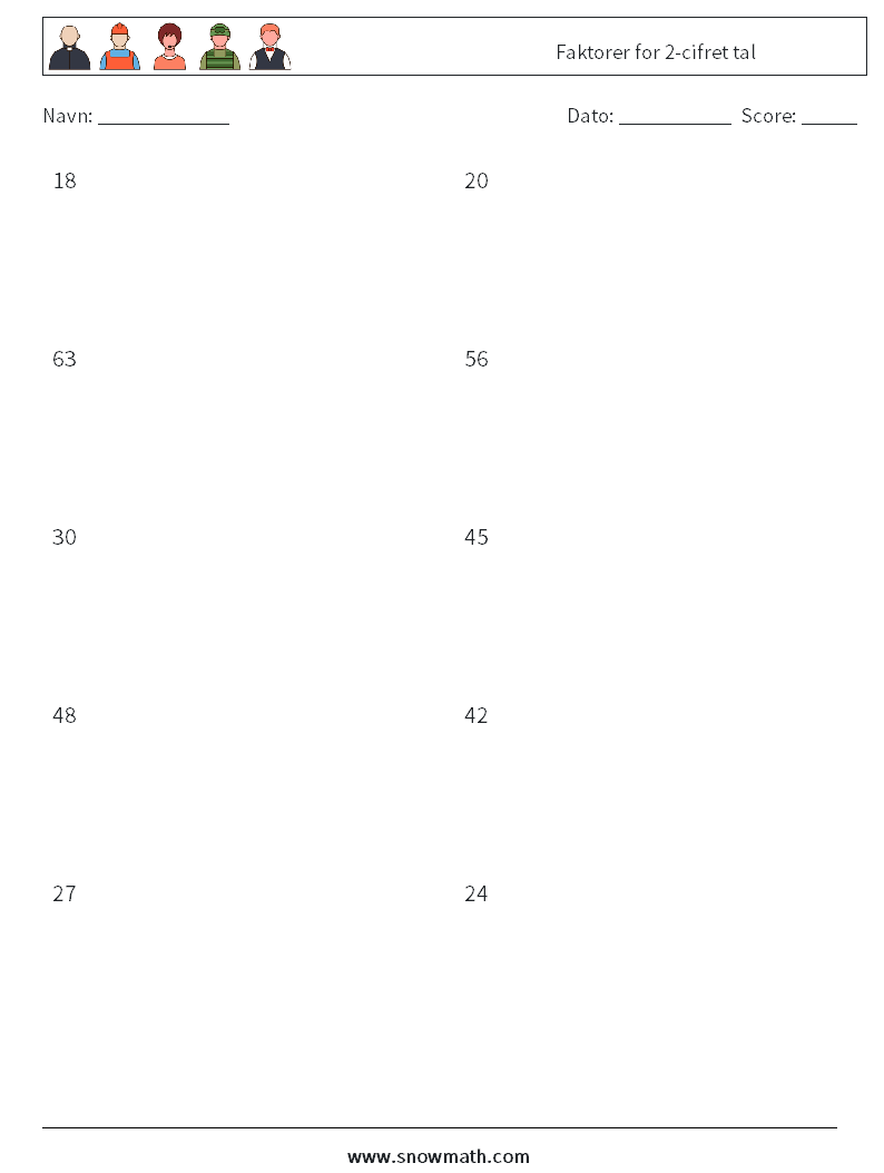 Faktorer for 2-cifret tal