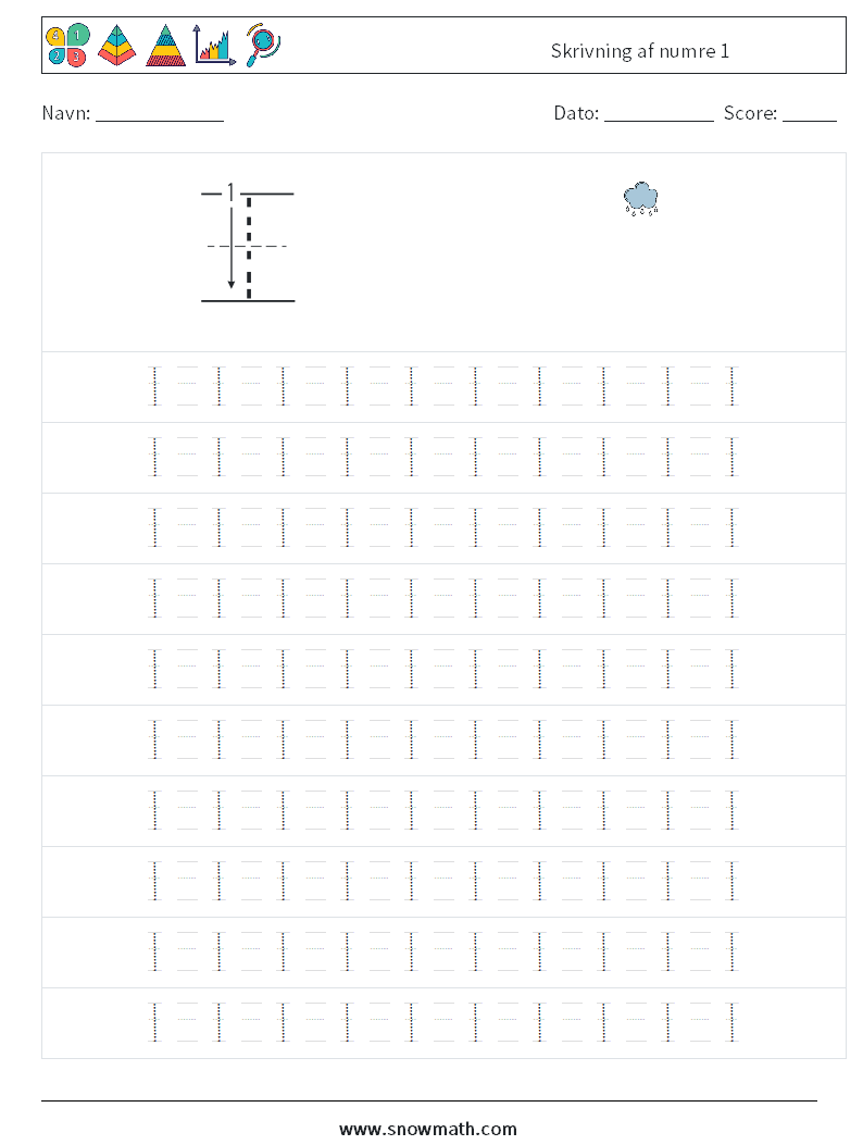 Skrivning af numre 1 Matematiske regneark 13