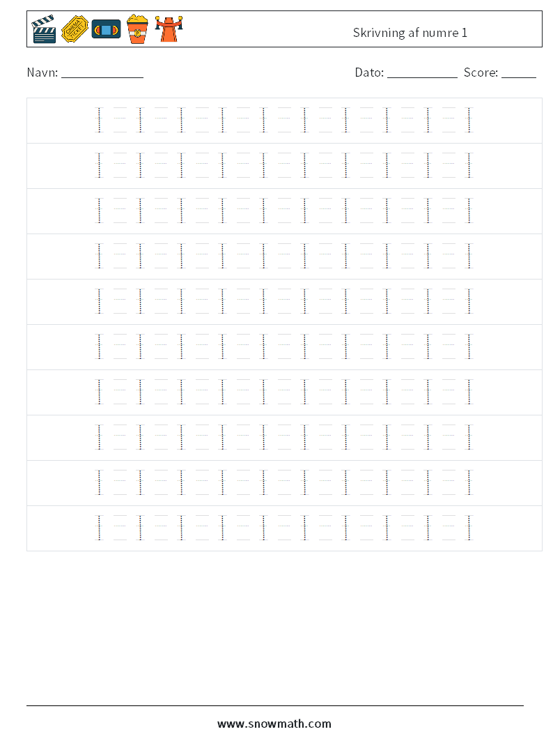 Skrivning af numre 1 Matematiske regneark 14