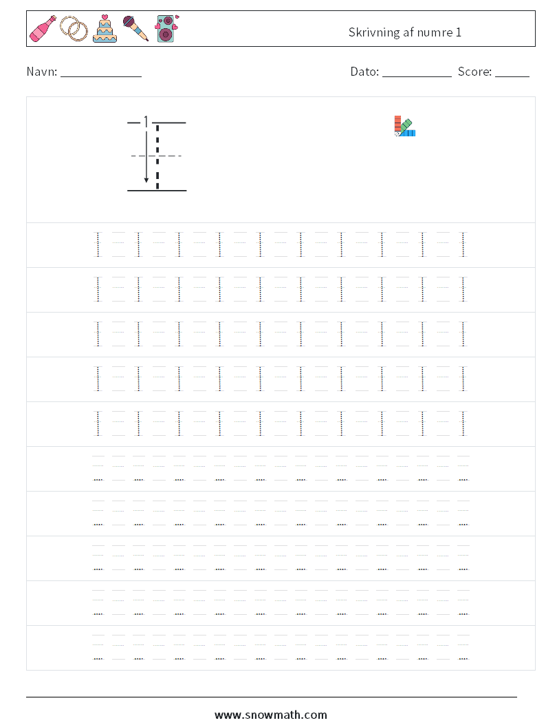 Skrivning af numre 1 Matematiske regneark 15