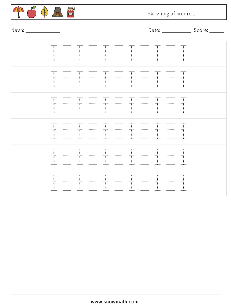 Skrivning af numre 1 Matematiske regneark 18