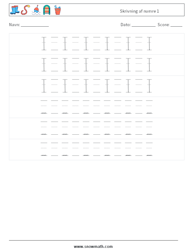 Skrivning af numre 1 Matematiske regneark 20