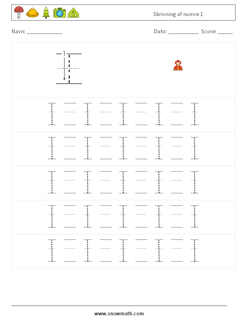 Skrivning af numre 1 Matematiske regneark 21