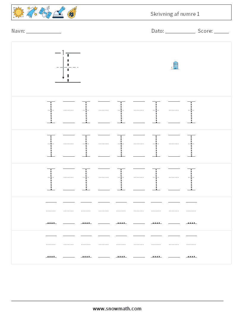 Skrivning af numre 1 Matematiske regneark 23