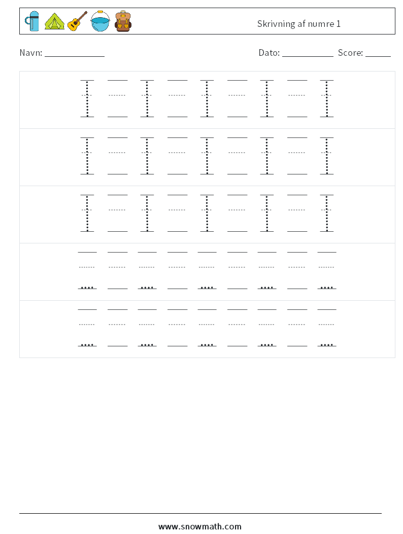 Skrivning af numre 1 Matematiske regneark 24