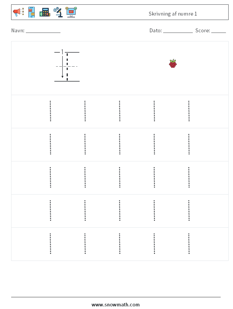 Skrivning af numre 1 Matematiske regneark 9