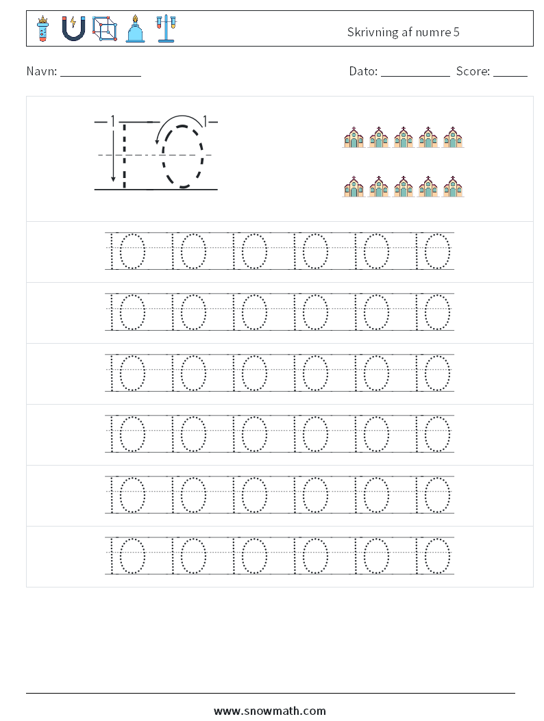 Skrivning af numre 5 Matematiske regneark 17