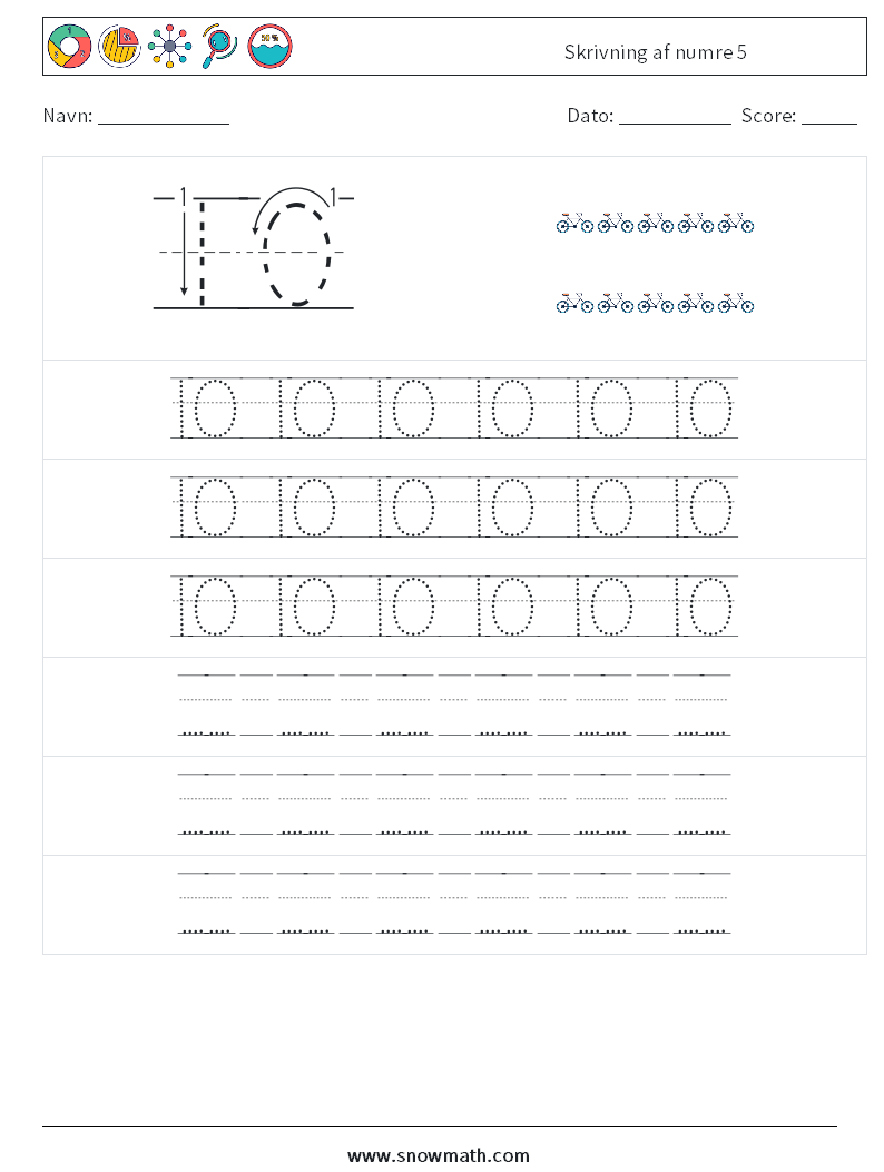 Skrivning af numre 5 Matematiske regneark 19