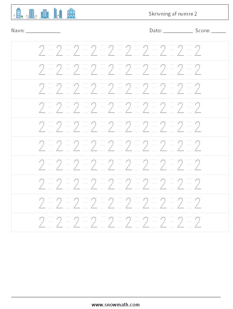 Skrivning af numre 2 Matematiske regneark 14