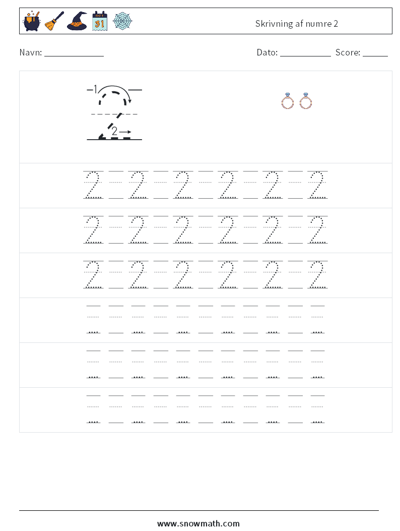 Skrivning af numre 2 Matematiske regneark 19