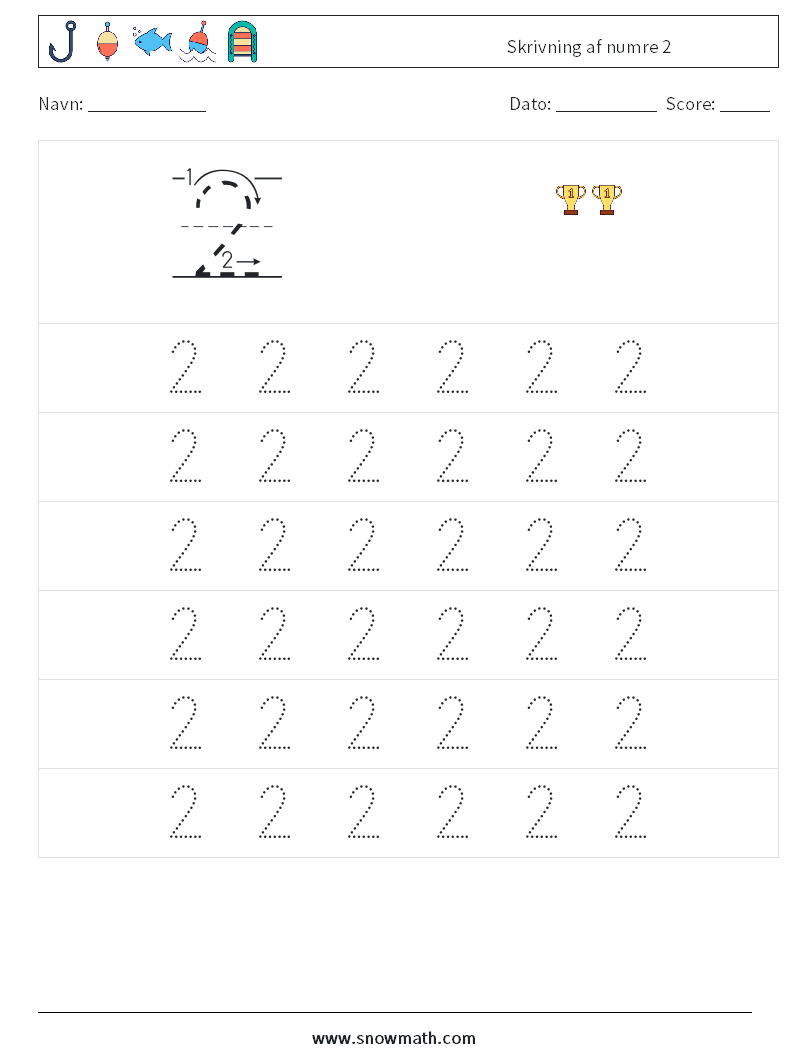 Skrivning af numre 2 Matematiske regneark 5