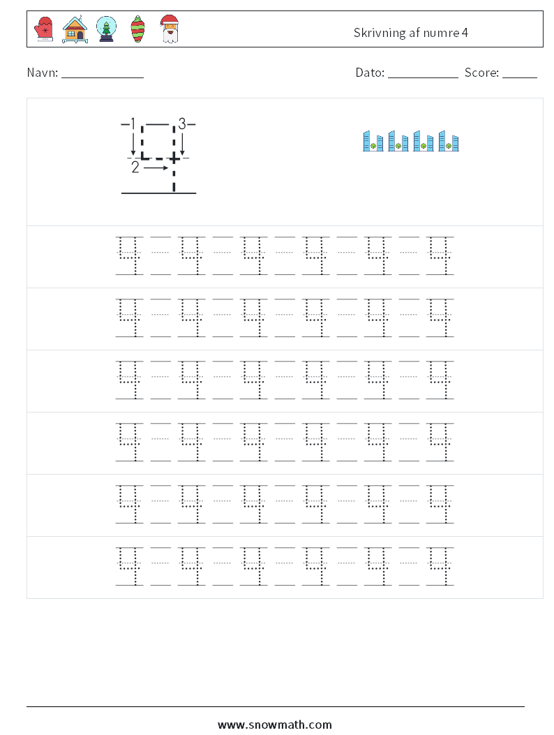 Skrivning af numre 4 Matematiske regneark 17