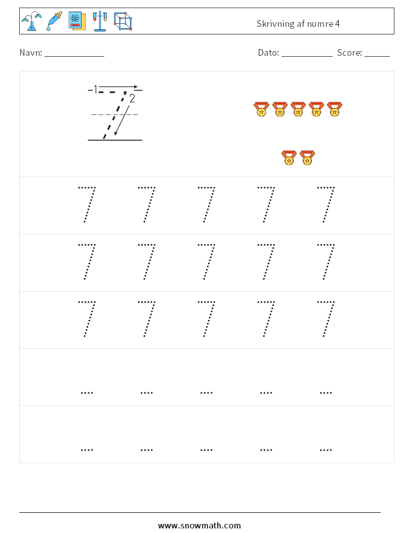 Skrivning af numre 4 Matematiske regneark 11