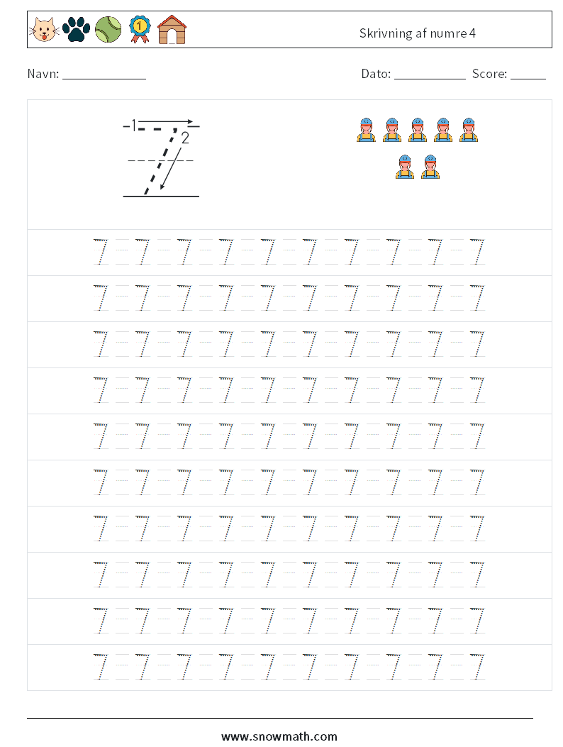 Skrivning af numre 4 Matematiske regneark 13