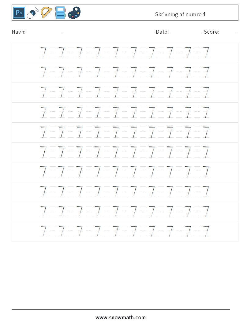 Skrivning af numre 4 Matematiske regneark 14