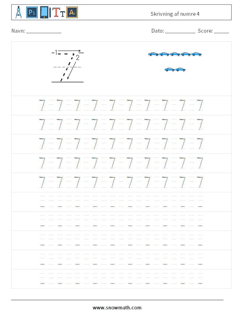 Skrivning af numre 4 Matematiske regneark 15