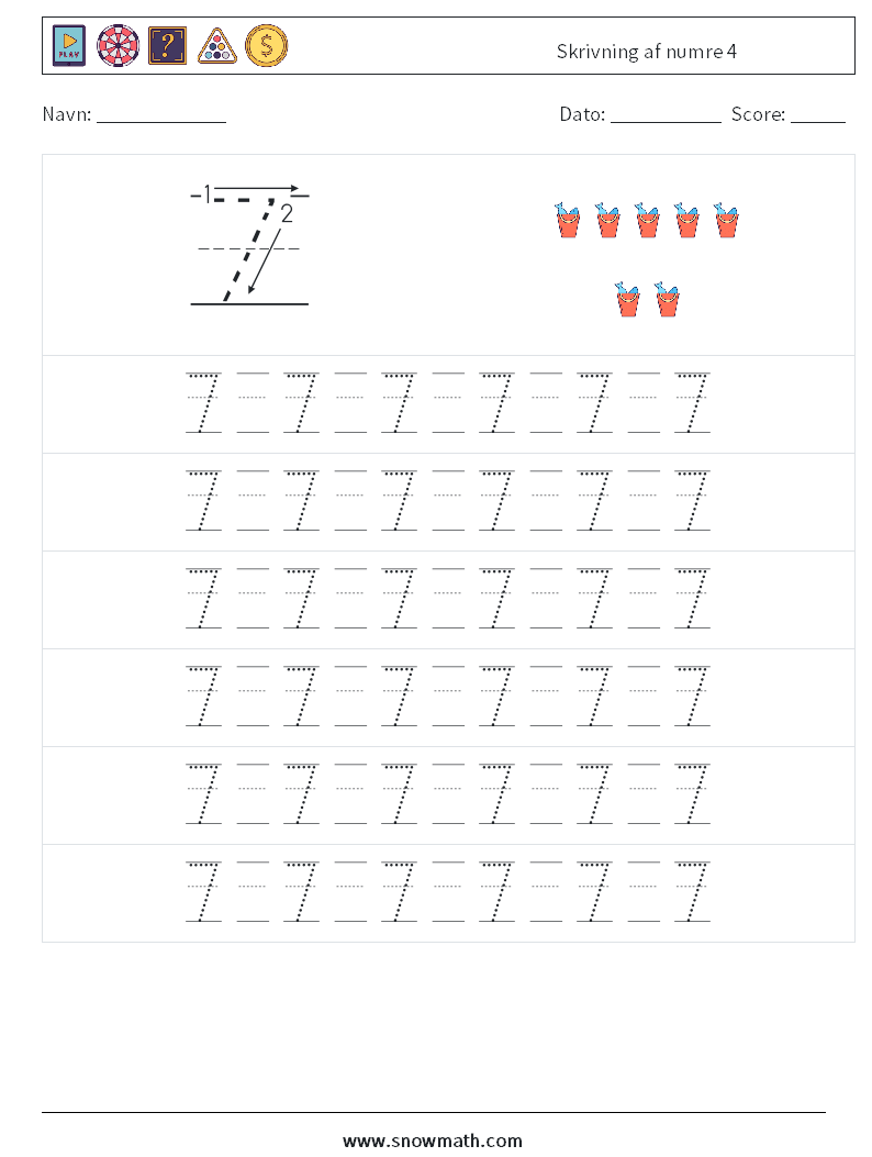 Skrivning af numre 4 Matematiske regneark 17