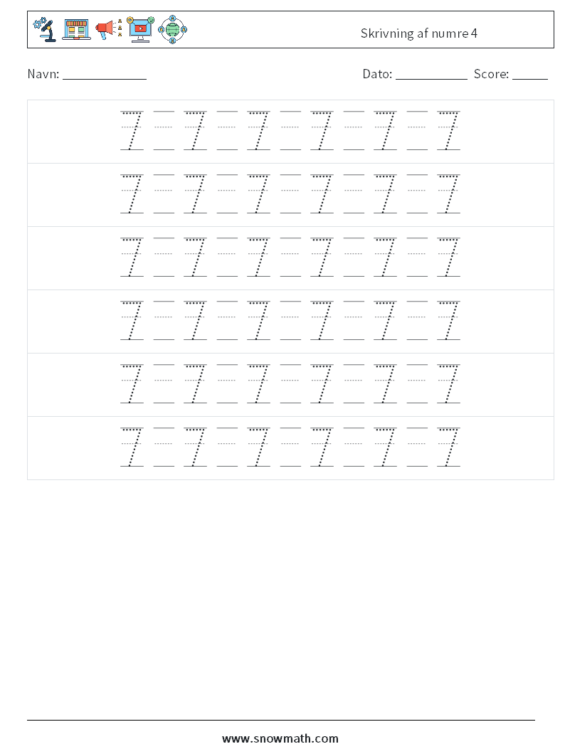 Skrivning af numre 4 Matematiske regneark 18