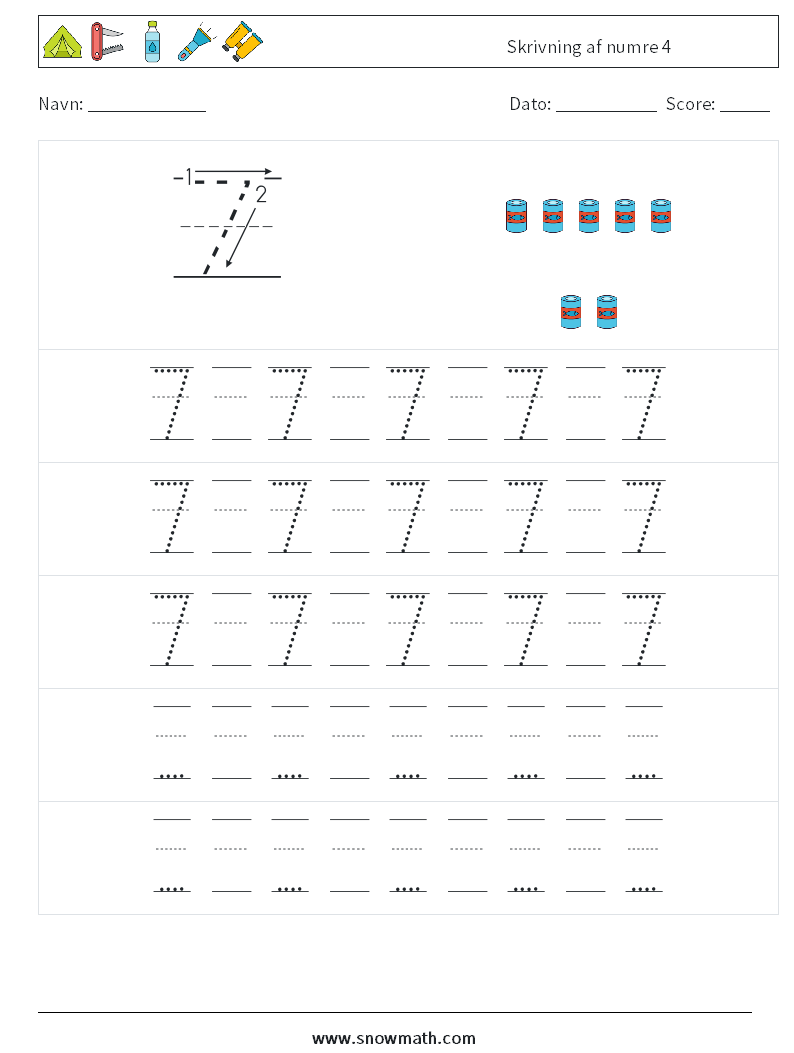 Skrivning af numre 4 Matematiske regneark 23