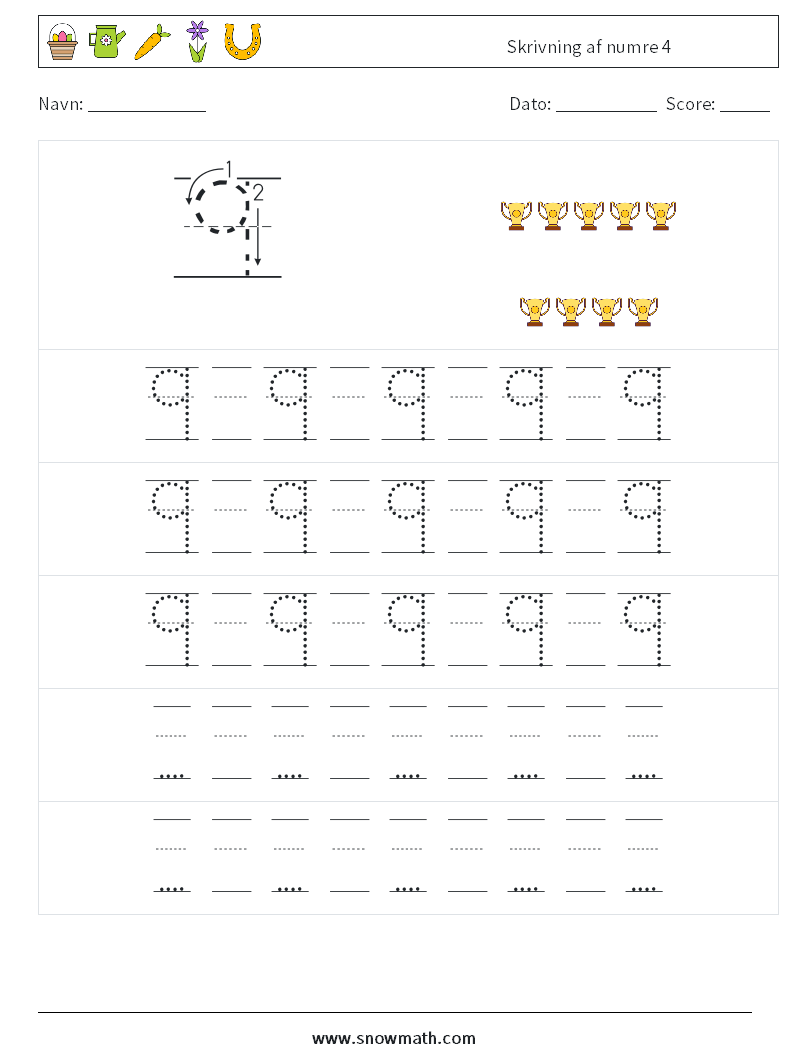 Skrivning af numre 4 Matematiske regneark 23