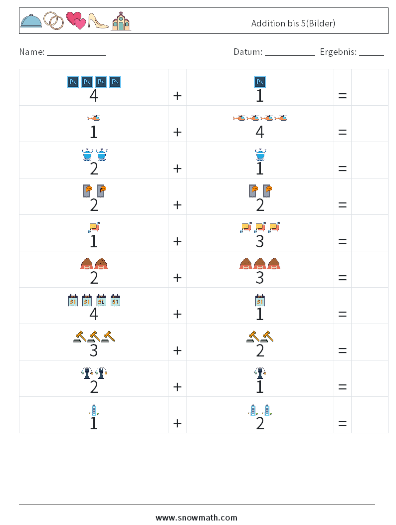 Addition bis 5(Bilder) Mathe-Arbeitsblätter 17