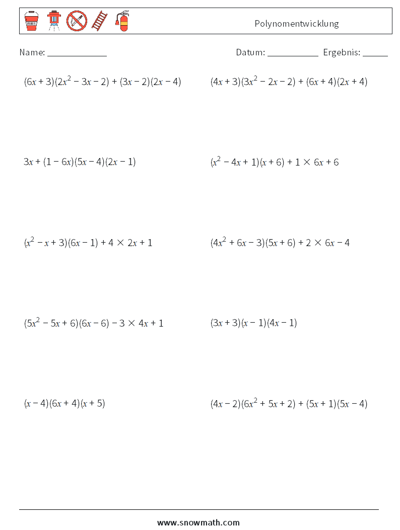Polynomentwicklung Mathe-Arbeitsblätter 5