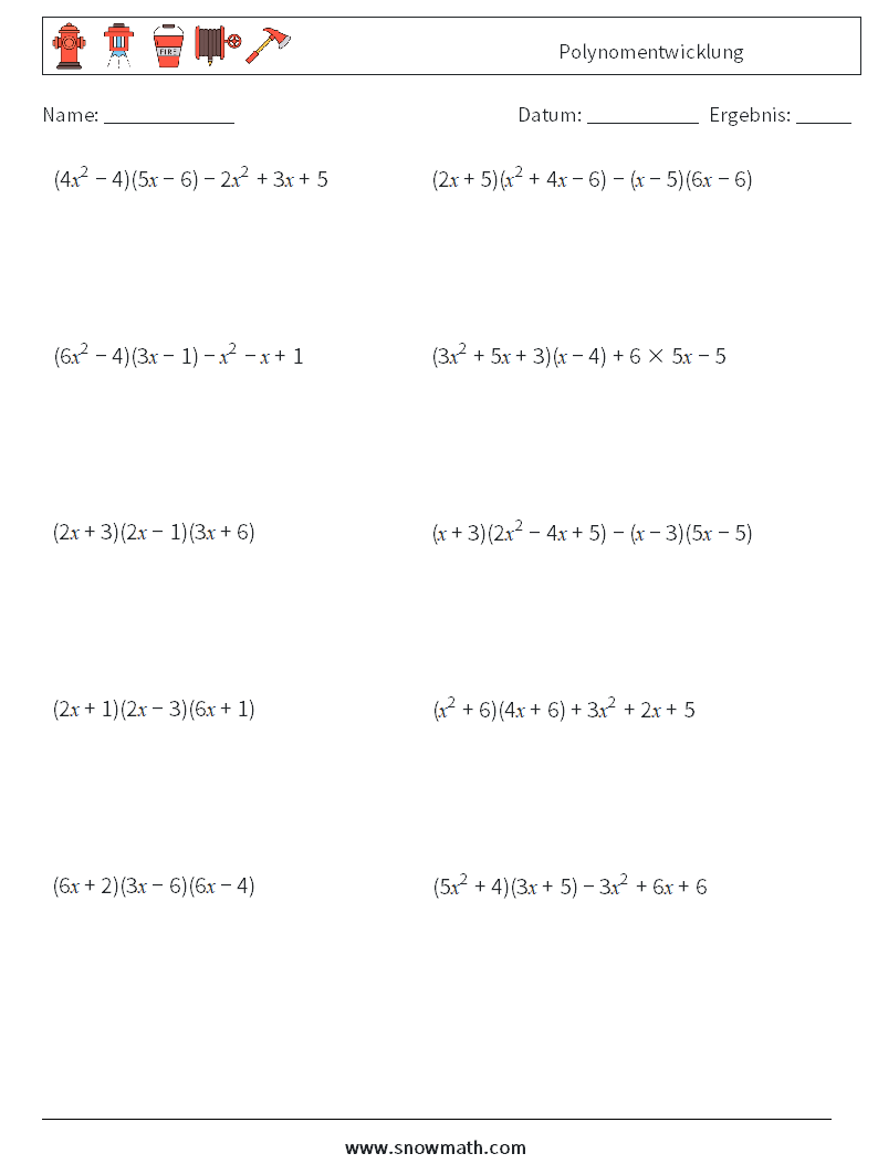 Polynomentwicklung Mathe-Arbeitsblätter 6