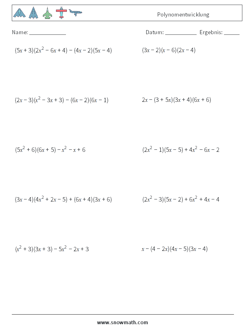 Polynomentwicklung Mathe-Arbeitsblätter 7