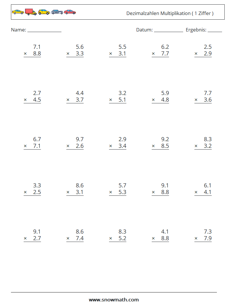 (25) Dezimalzahlen Multiplikation ( 1 Ziffer )