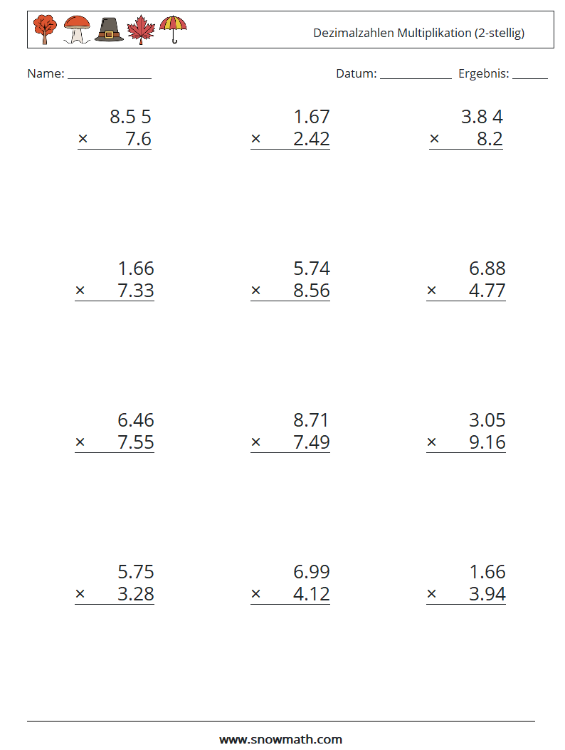 (12) Dezimalzahlen Multiplikation (2-stellig)