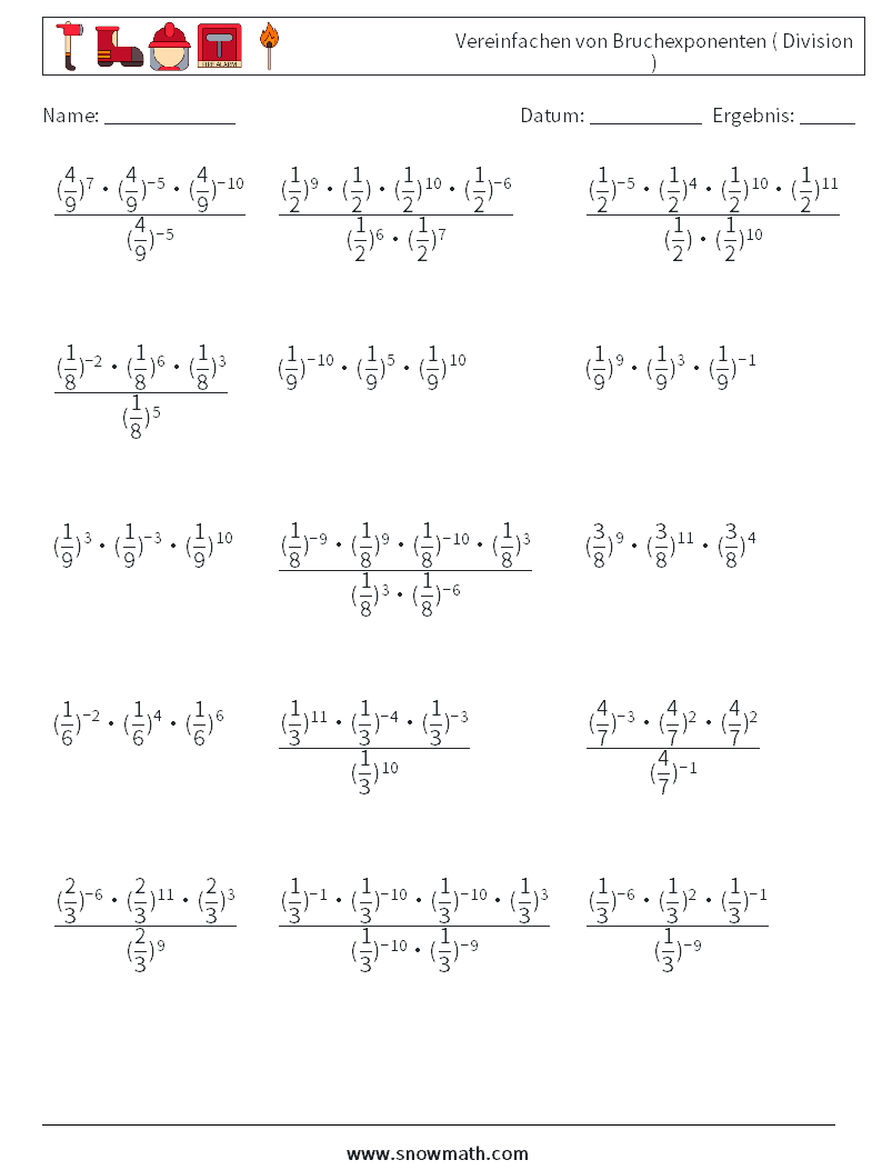 Vereinfachen von Bruchexponenten ( Division )