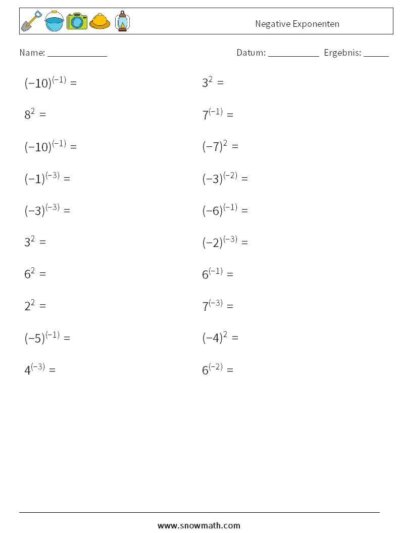  Negative Exponenten Mathe-Arbeitsblätter 4