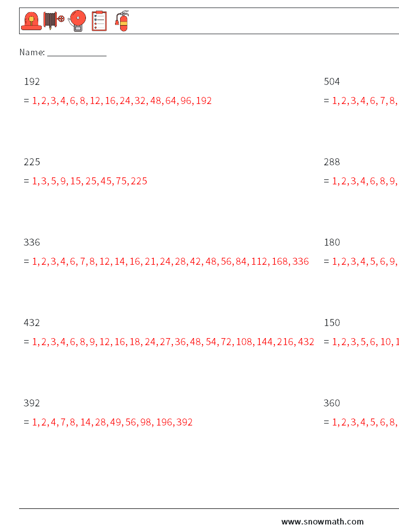 Faktoren der 3-stelligen Zahl Mathe-Arbeitsblätter 4 Frage, Antwort