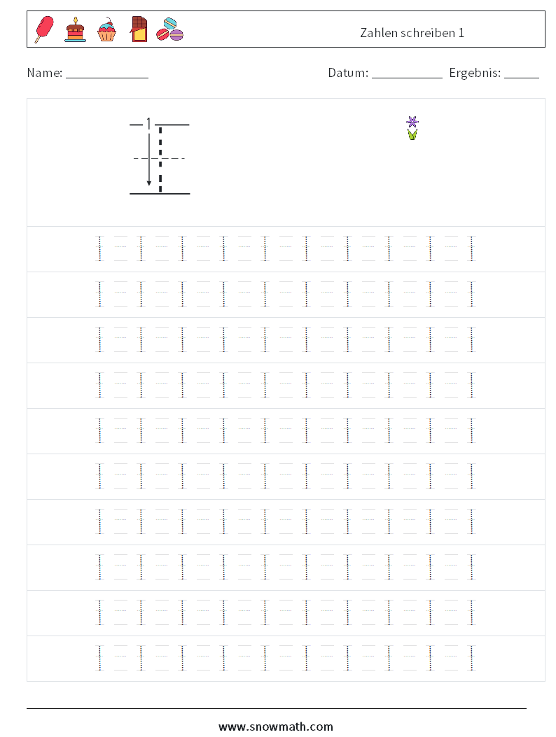 Zahlen schreiben 1 Mathe-Arbeitsblätter 13