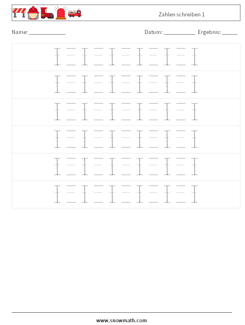 Zahlen schreiben 1 Mathe-Arbeitsblätter 18