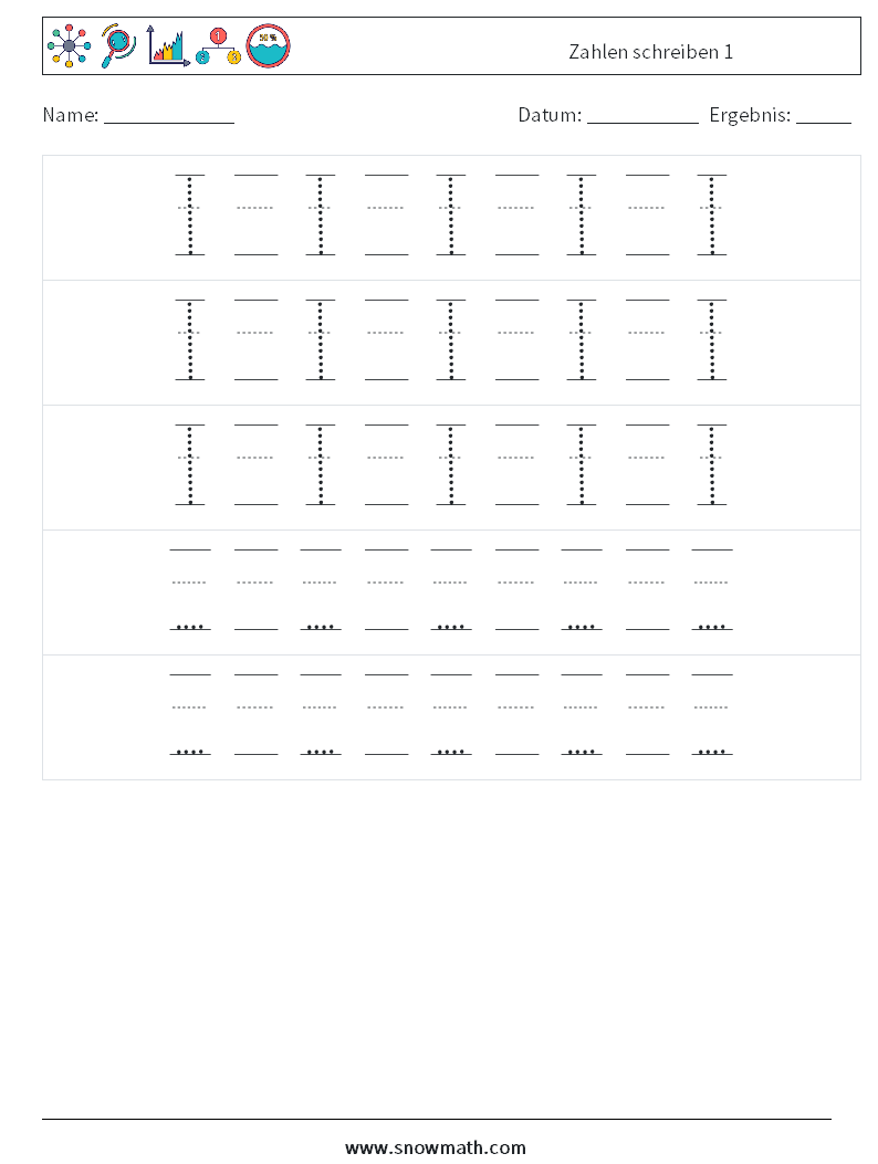 Zahlen schreiben 1 Mathe-Arbeitsblätter 24