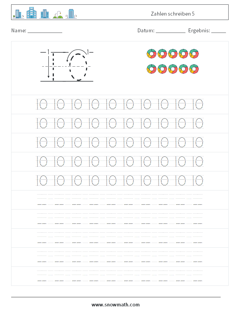 Zahlen schreiben 5 Mathe-Arbeitsblätter 15