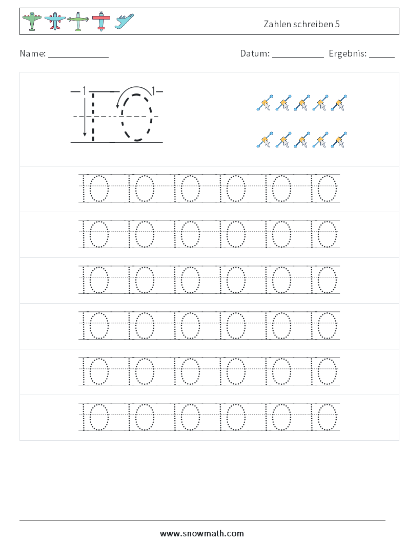 Zahlen schreiben 5 Mathe-Arbeitsblätter 17