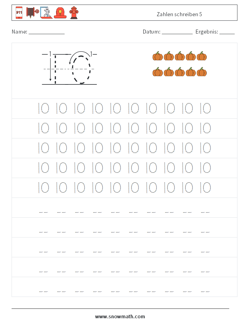 Zahlen schreiben 5 Mathe-Arbeitsblätter 3