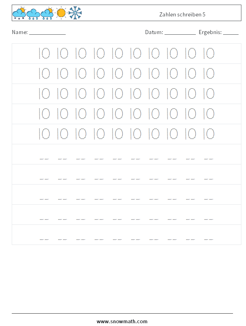 Zahlen schreiben 5 Mathe-Arbeitsblätter 4