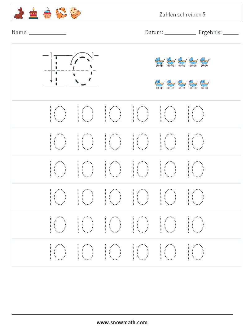 Zahlen schreiben 5 Mathe-Arbeitsblätter 5