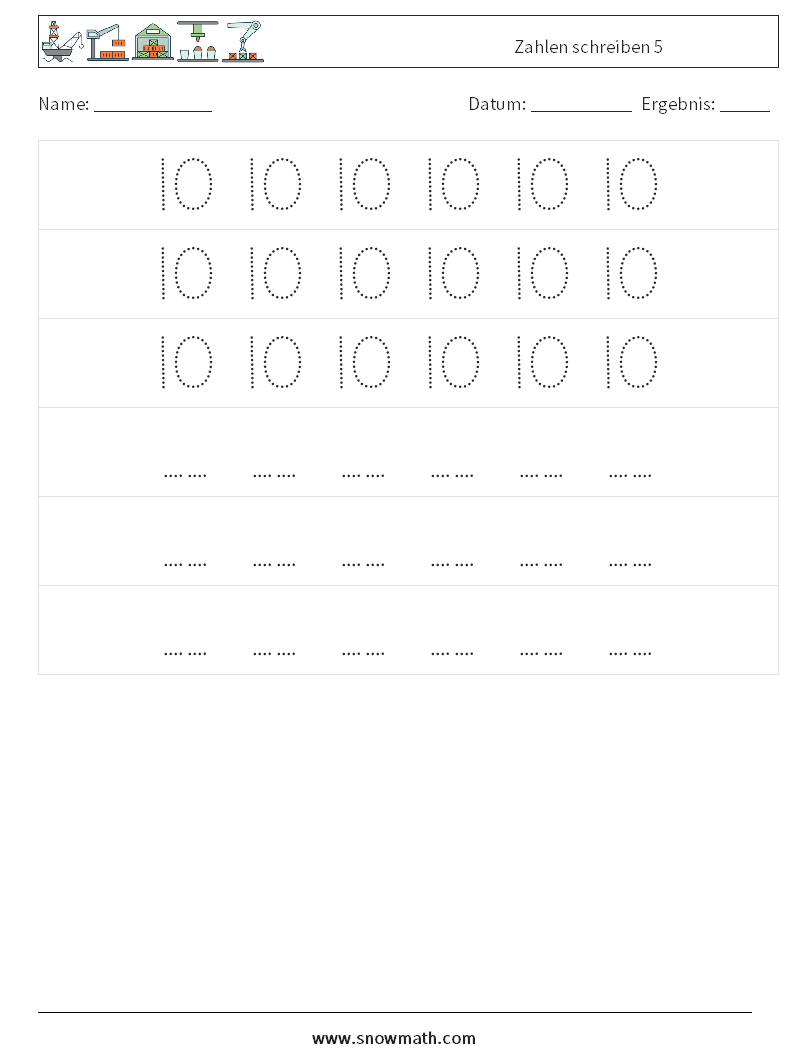 Zahlen schreiben 5 Mathe-Arbeitsblätter 8