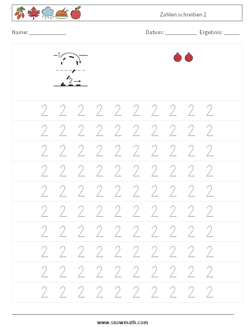 Zahlen schreiben 2 Mathe-Arbeitsblätter 1