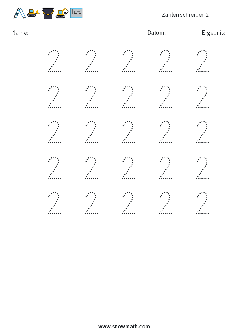 Zahlen schreiben 2 Mathe-Arbeitsblätter 10