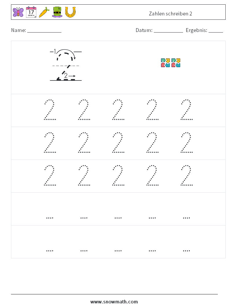 Zahlen schreiben 2 Mathe-Arbeitsblätter 11