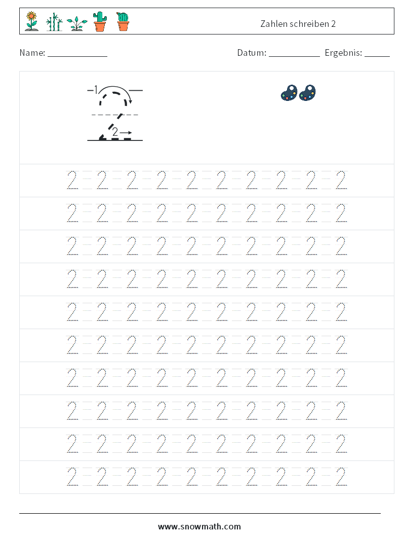 Zahlen schreiben 2 Mathe-Arbeitsblätter 13