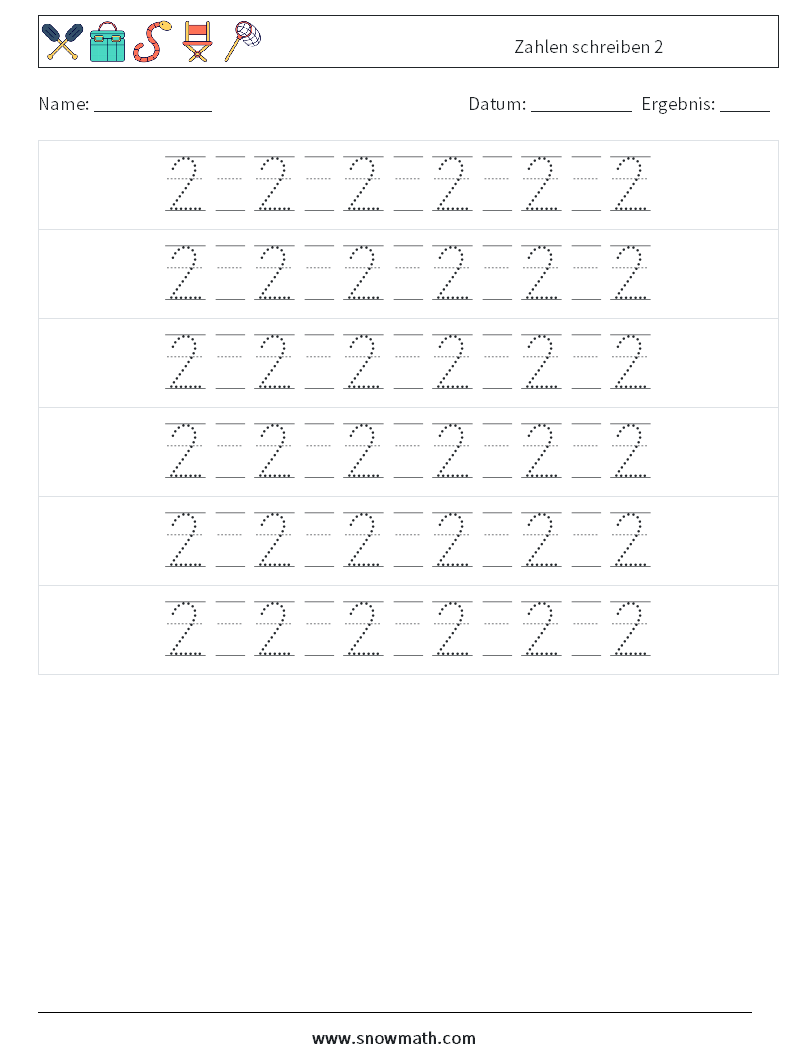 Zahlen schreiben 2 Mathe-Arbeitsblätter 18