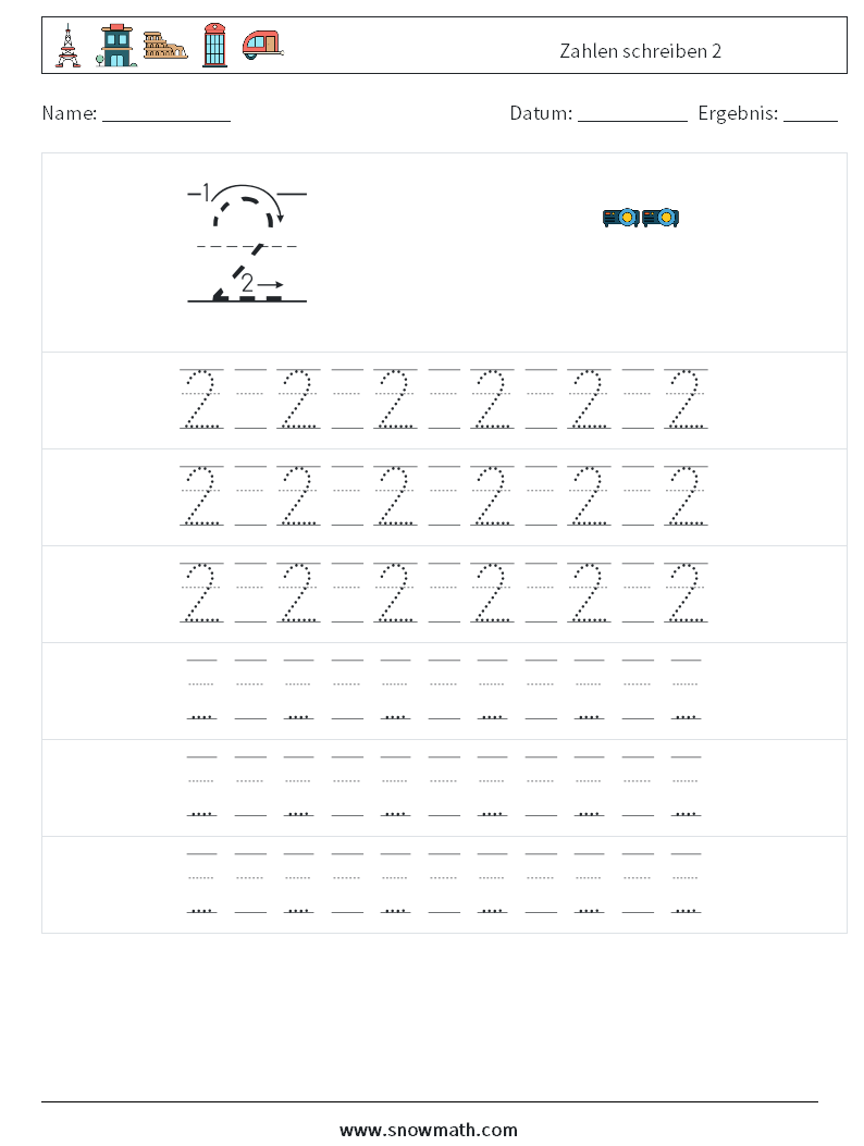 Zahlen schreiben 2 Mathe-Arbeitsblätter 19