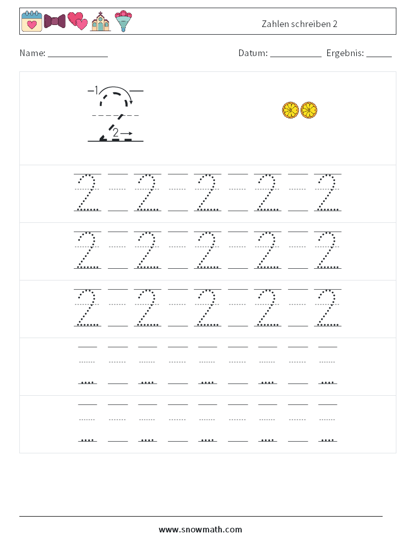 Zahlen schreiben 2 Mathe-Arbeitsblätter 23